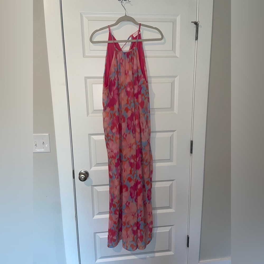 Pink Lily- Watercolor Maxi Dress- Size Large - Picture 3 of 7